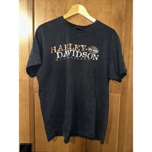 Harley Davidson T‎ Shirt Mens XL Black Blue Springs MO 2011 Distressed